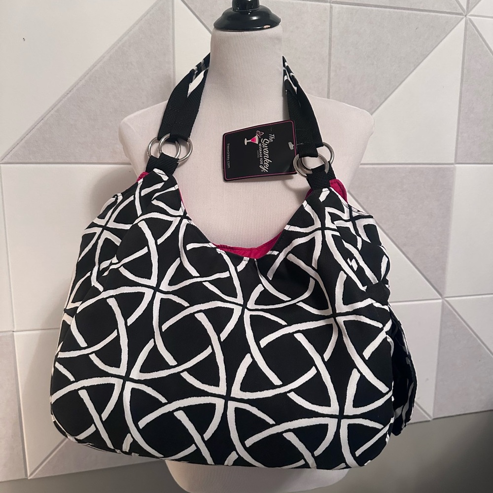 Elegant Black and White Geometric Tote Bag
